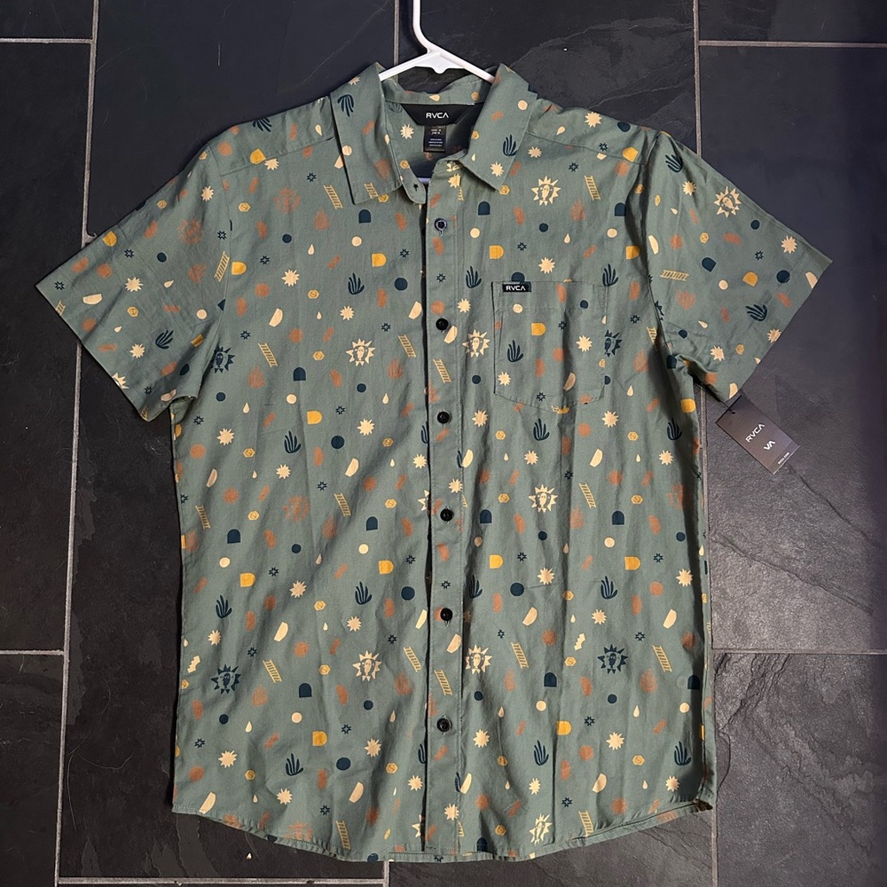 RVCA MENS BUTTON DOWN SHIRT